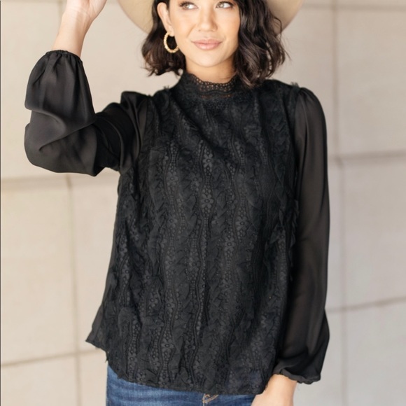 Grace Black Lace Blouse - Picture 1 of 3